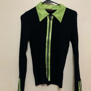 Chic Black and Green Cardigan